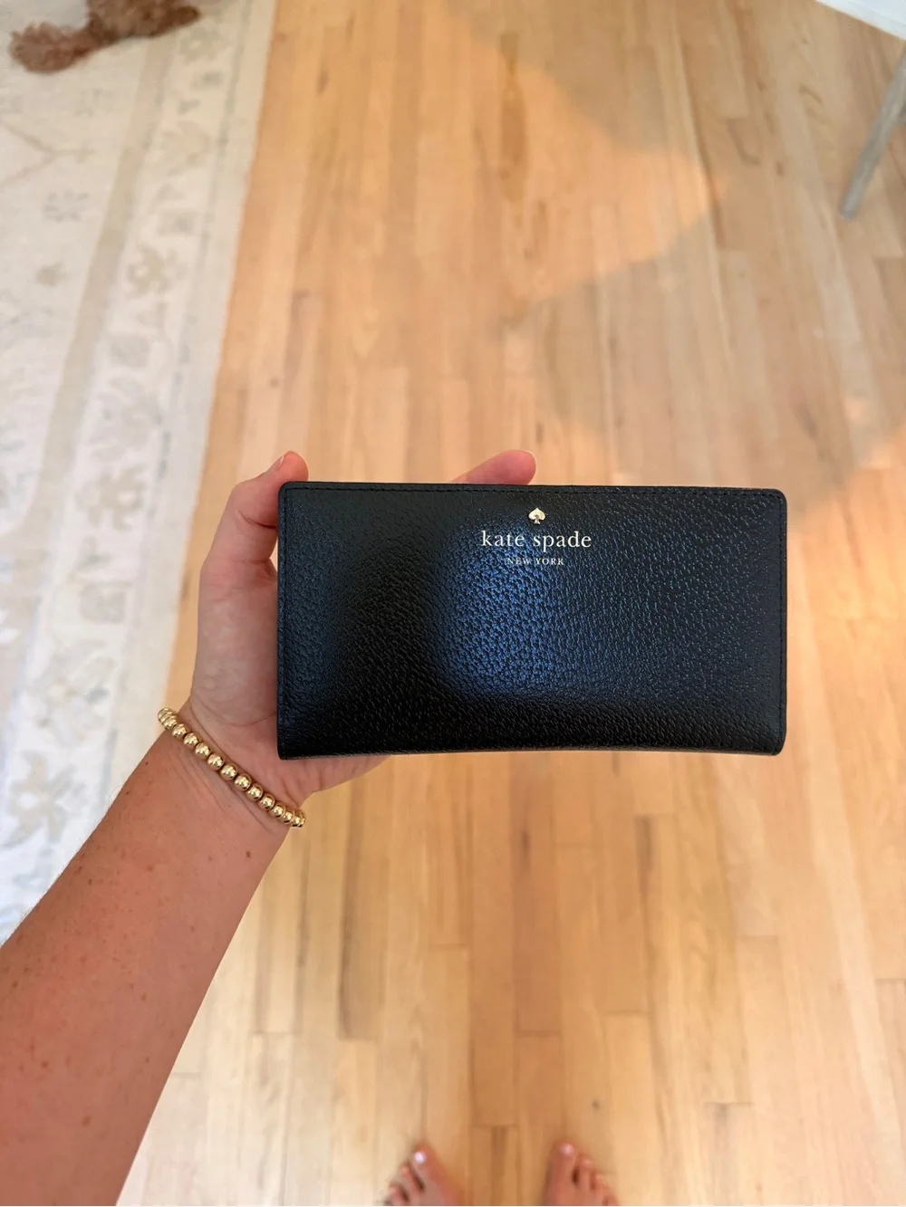 kate spade Black Pebbled Zip Continental Wallet